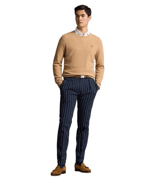 Mesh-knit Cotton Crewneck Sweater - Beige