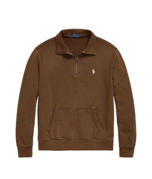 Loopback Fleece Quarter-zip Sweatshirt - Brown