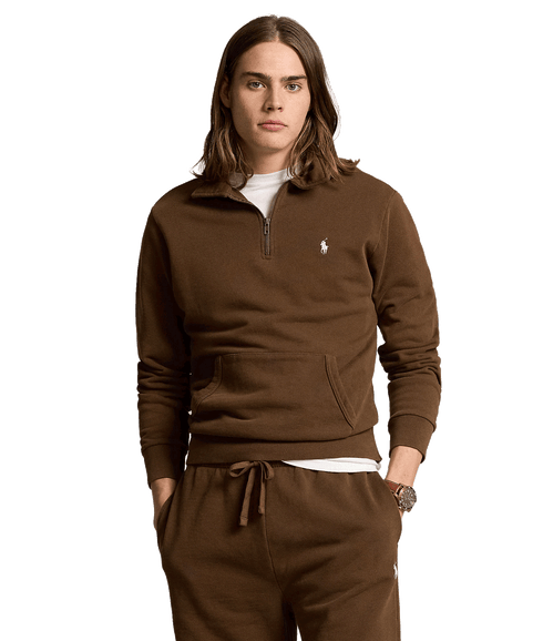Loopback Fleece Quarter-zip Sweatshirt - Brown