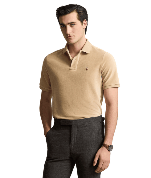 Classic Fit Knit Corduroy Polo Shirt - Brown