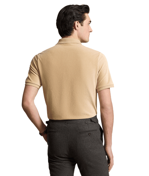 Classic Fit Knit Corduroy Polo Shirt - Brown