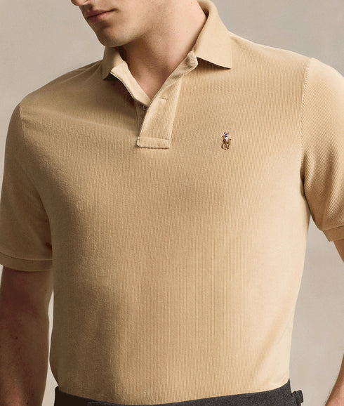 Classic Fit Knit Corduroy Polo Shirt - Brown