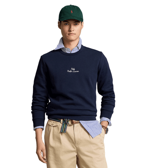 Embroidered-logo Double-knit Sweatshirt - Navy