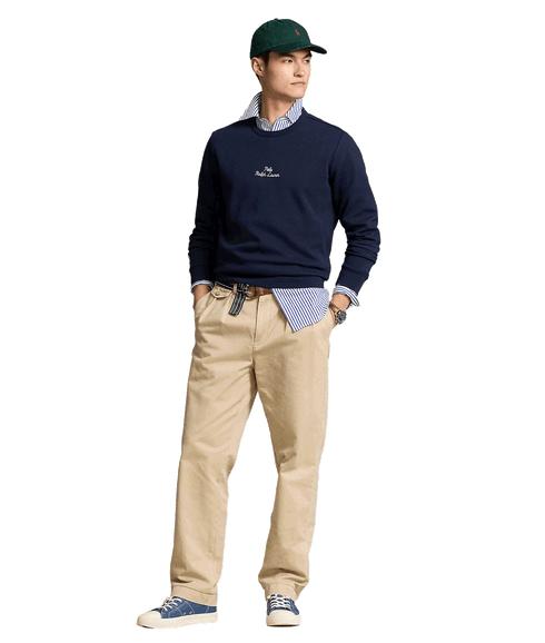 Embroidered-logo Double-knit Sweatshirt - Navy