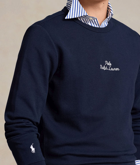 Embroidered-logo Double-knit Sweatshirt - Navy