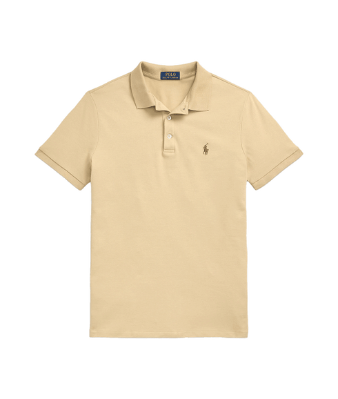 Custom Slim Fit Stretch Mesh Polo Shirt - Beige