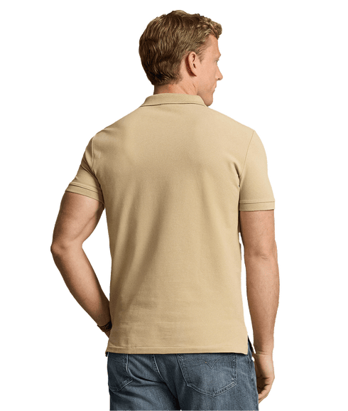 Custom Slim Fit Stretch Mesh Polo Shirt - Beige