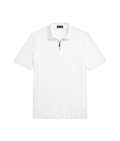 Custom Slim Fit Stretch Mesh Polo Shirt - White
