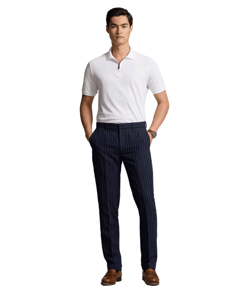 Custom Slim Fit Stretch Mesh Polo Shirt - White