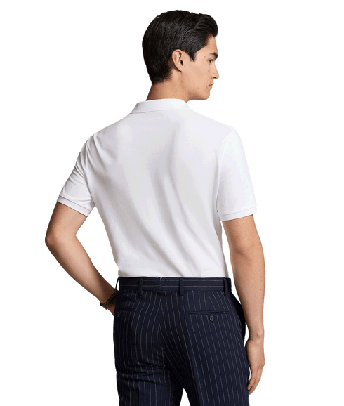 Custom Slim Fit Stretch Mesh Polo Shirt - White