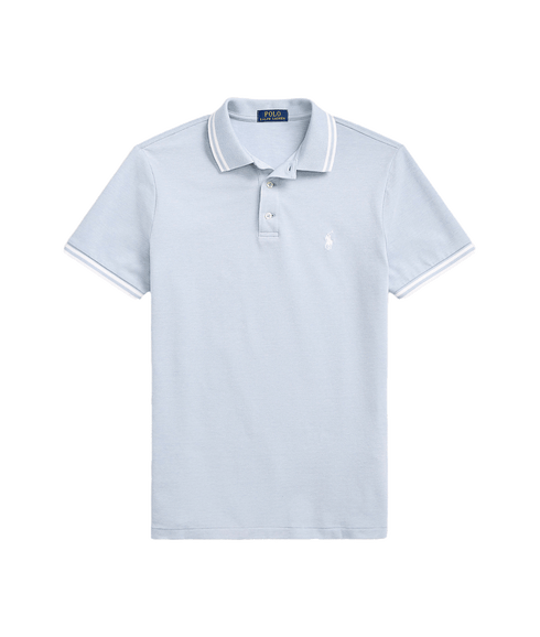 Custom Slim Fit Stretch Mesh Polo Shirt - Blue