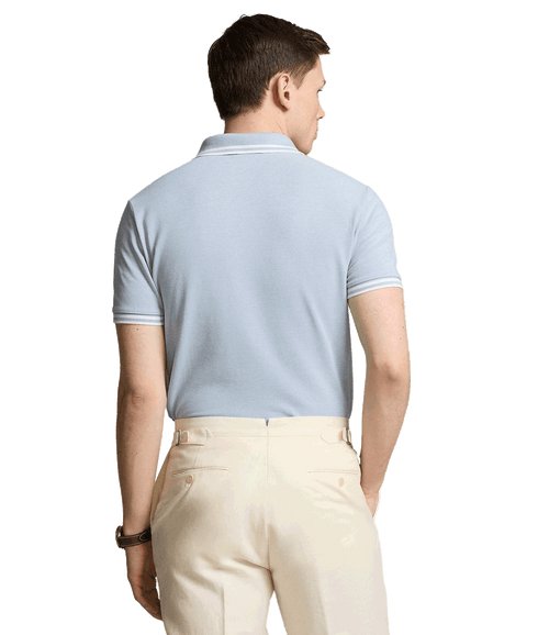 Custom Slim Fit Stretch Mesh Polo Shirt - Blue