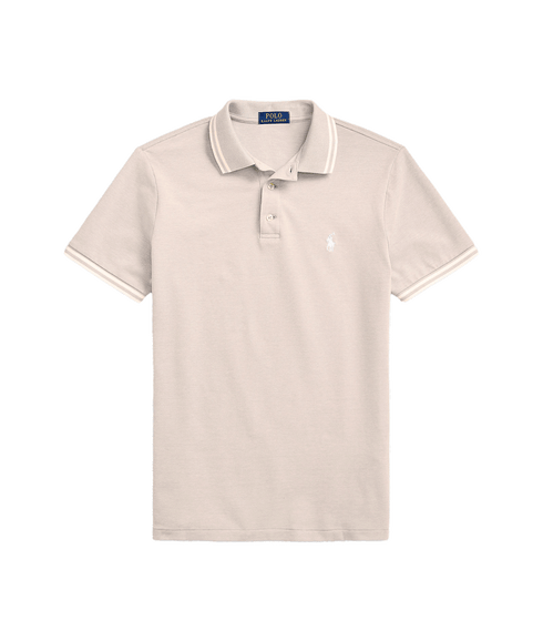 Custom Slim Fit Stretch Mesh Polo Shirt - Beige