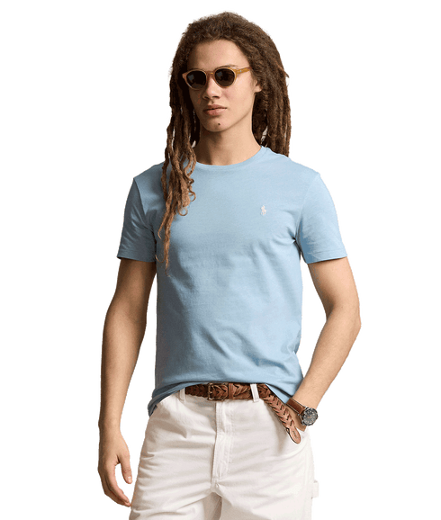 Custom Slim Fit Jersey Crewneck T-shirt - Blue