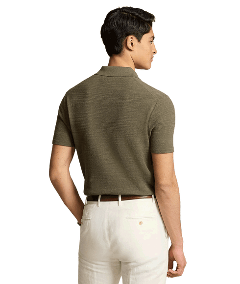 Textured Cotton-linen Shirt Sweater - Green
