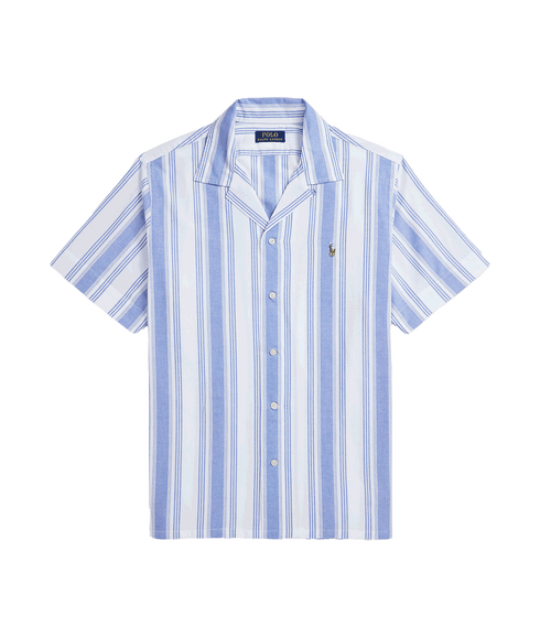 Classic Fit Striped Oxford Camp Shirt - Multi
