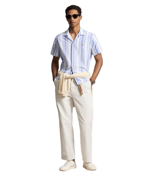 Classic Fit Striped Oxford Camp Shirt - Multi