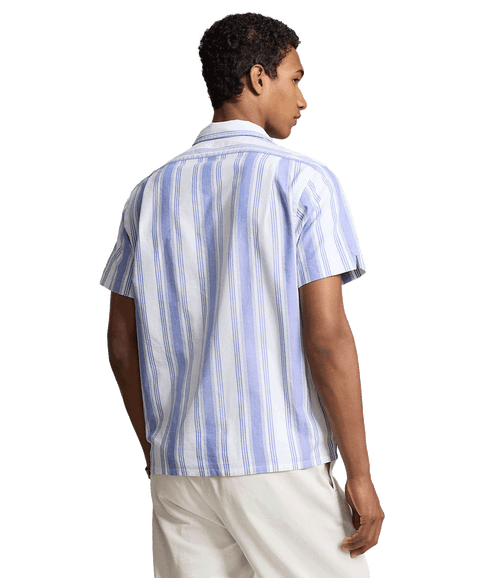 Classic Fit Striped Oxford Camp Shirt - Multi