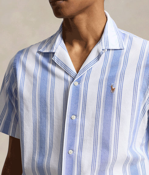 Classic Fit Striped Oxford Camp Shirt - Multi