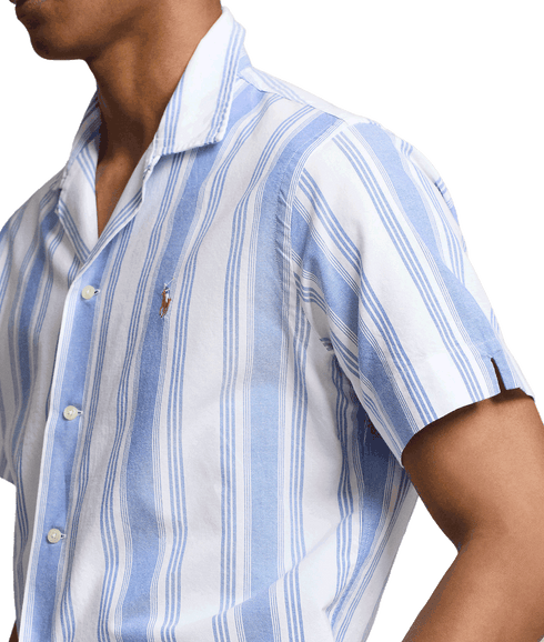 Classic Fit Striped Oxford Camp Shirt - Multi