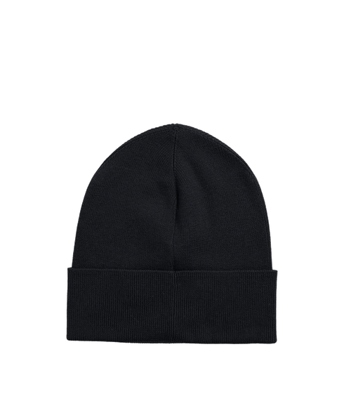 Rib-knit Cotton Beanie - Black
