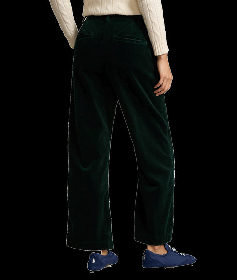 Corduroy Wide-leg Cropped Pant - Green
