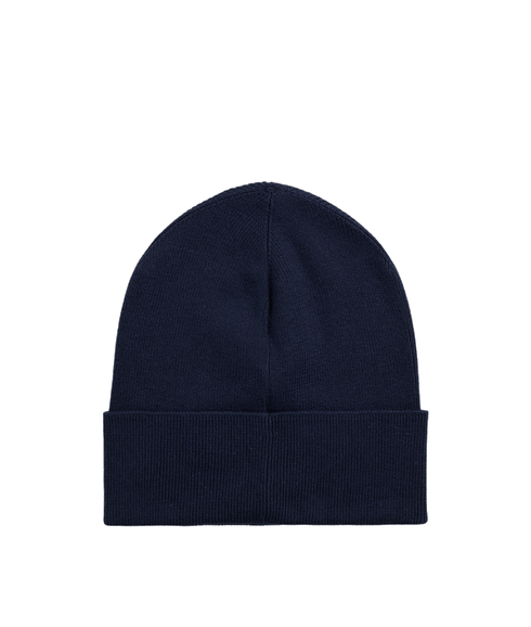 Rib-knit Cotton Beanie - Navy