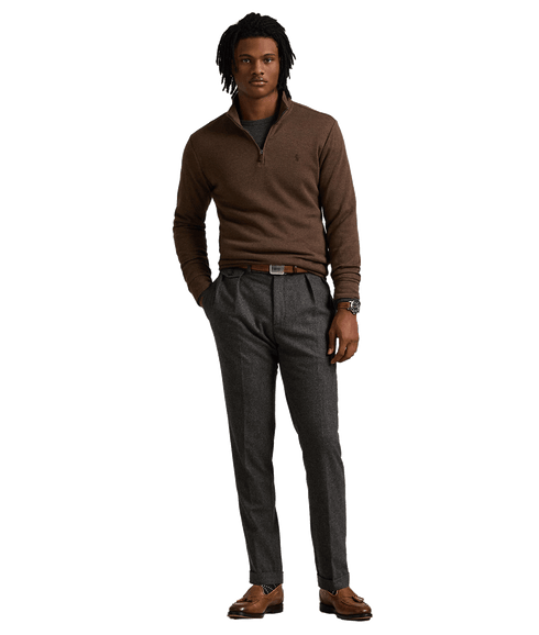 Double-knit Mesh Quarter-zip Pullover - Brown