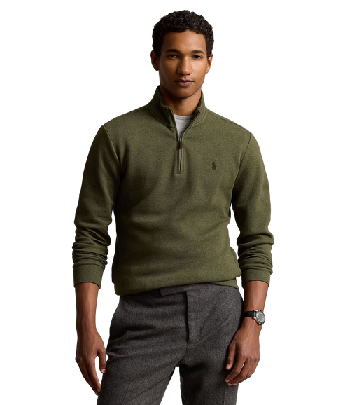 Double-knit Mesh Quarter-zip Pullover - Green