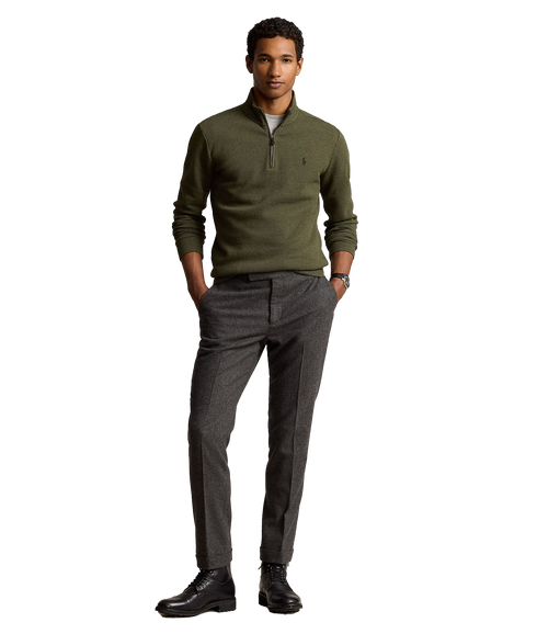 Double-knit Mesh Quarter-zip Pullover - Green