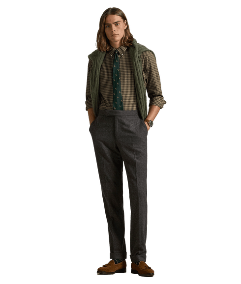 Custom Fit Plaid Stretch Poplin Shirt - Green