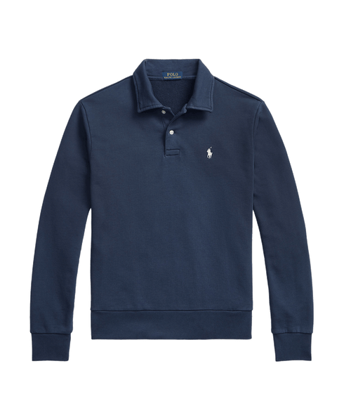 Loopback Fleece Collared Sweatshirt - Navy