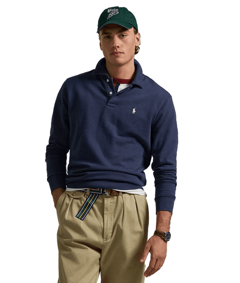 Loopback Fleece Collared Sweatshirt - Navy
