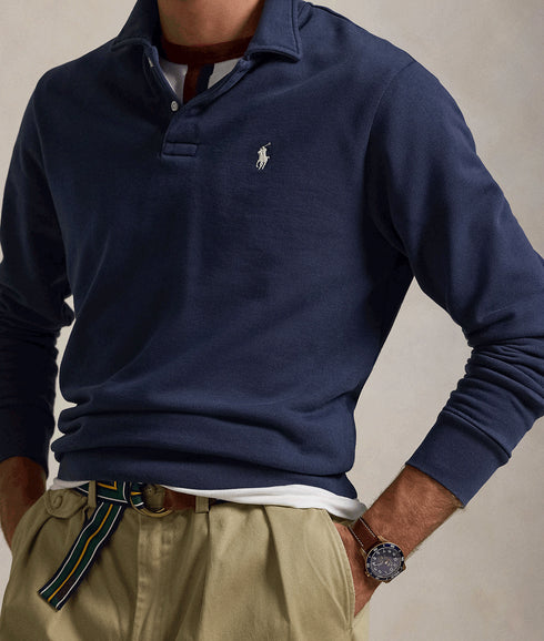 Loopback Fleece Collared Sweatshirt - Navy