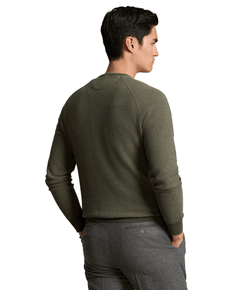 Textured Cotton Crewneck Sweater - Green