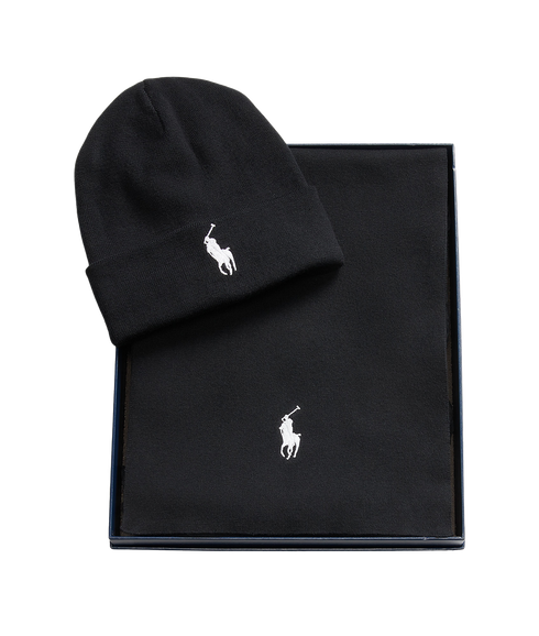 Rib-knit Cotton Beanie & Scarf Gift Set - Black