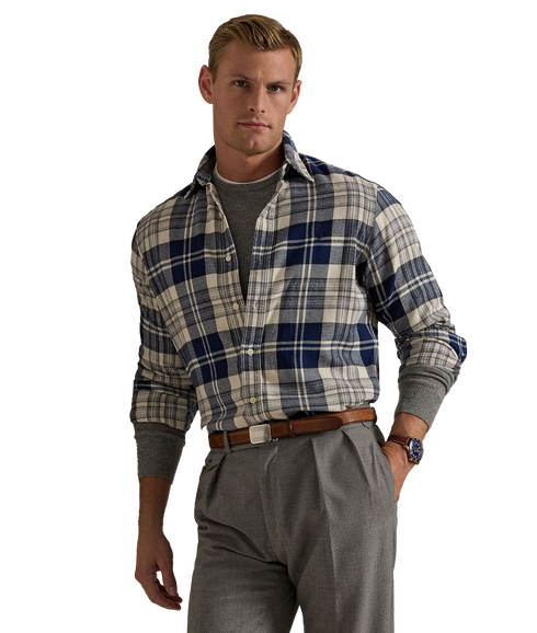 Custom Fit Plaid Brushed Flannel Shirt - Multi