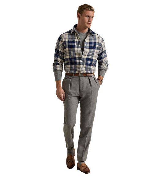 Custom Fit Plaid Brushed Flannel Shirt - Multi