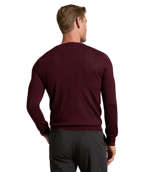 Slim Fit Washable Wool Crewneck Sweater - Red