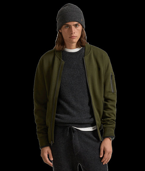 Double-knit Bomber Jacket - Green