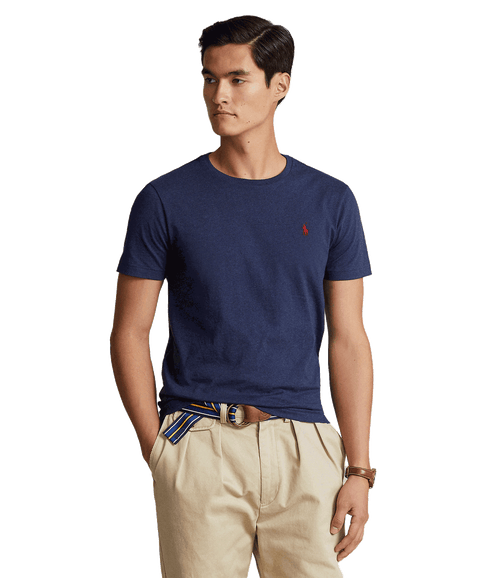 Custom Slim Fit Jersey Crewneck T-Shirt - Navy