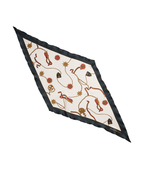 Print Silk Twill Diamond Scarf - Multi