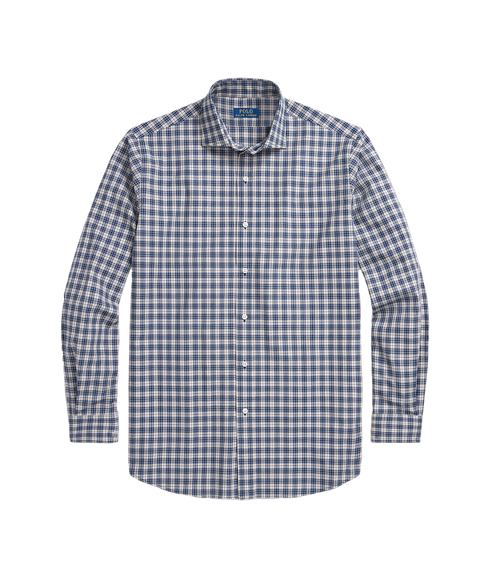 Custom Fit Plaid Stretch Poplin Shirt - Multi