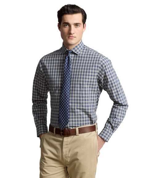 Custom Fit Plaid Stretch Poplin Shirt - Multi