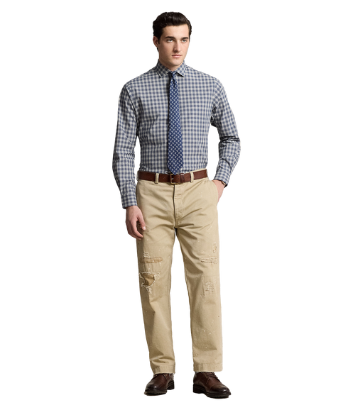 Custom Fit Plaid Stretch Poplin Shirt - Multi