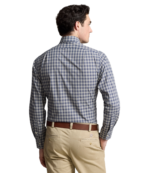 Custom Fit Plaid Stretch Poplin Shirt - Multi
