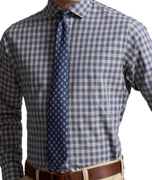Custom Fit Plaid Stretch Poplin Shirt - Multi