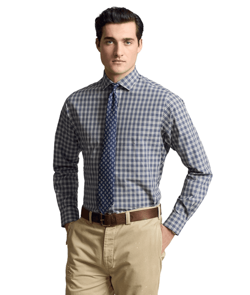 Custom Fit Plaid Stretch Poplin Shirt - Multi
