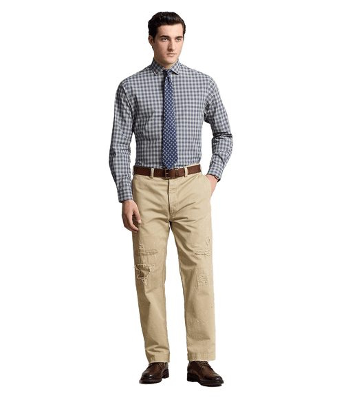 Custom Fit Plaid Stretch Poplin Shirt - Multi