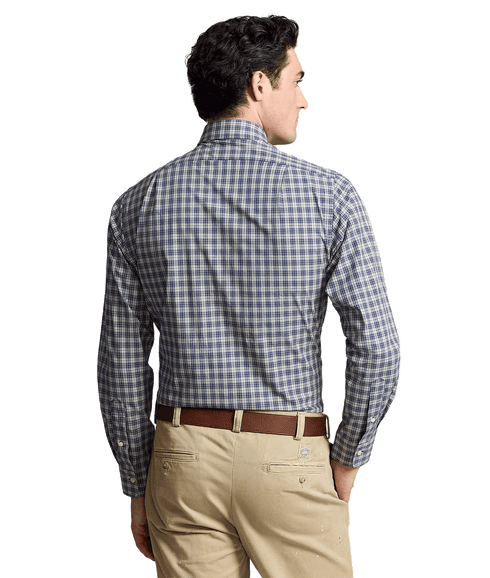 Custom Fit Plaid Stretch Poplin Shirt - Multi